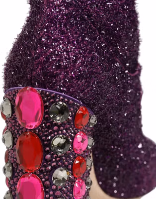 Purple Crystal Lurex Fantasy High Boots Shoes