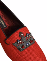 Red Crown Embellished Dress Loafers Shoes 1