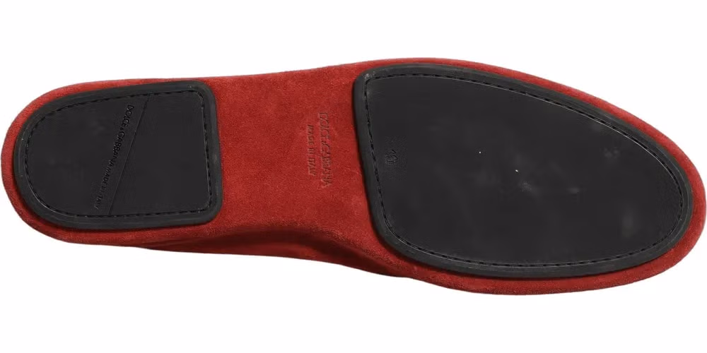 Red Suede Cross Slip On Dress Loafers Shoes