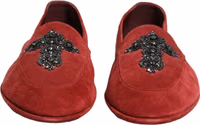 Red Suede Cross Slip On Dress Loafers Shoes 2