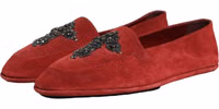 Red Suede Cross Slip On Dress Loafers Shoes 4