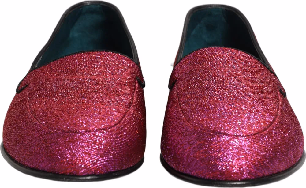 Pink Glitter Lurex Logo Dress Loafers Shoes