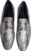 Gray Baroque Angel Velvet Men Loafers Shoes 3
