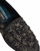 Black Rhinestone Embellished Loafers Shoes 1