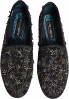 Black Rhinestone Embellished Loafers Shoes 3