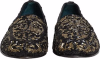 Black Gold Embellished Dress Loafers Shoes 2