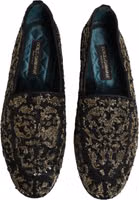 Black Gold Embellished Dress Loafers Shoes 3