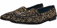 Black Gold Embellished Dress Loafers Shoes 4