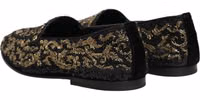 Black Gold Embellished Dress Loafers Shoes 5