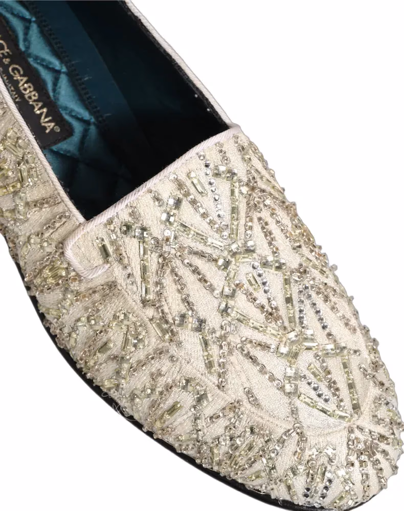 White Velvet Embroidered Dress Loafers Shoes