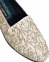 White Velvet Embroidered Dress Loafers Shoes 1