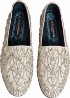 White Velvet Embroidered Dress Loafers Shoes 3