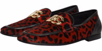 Red Leopard Print Pony Hair Dress Loafers Shoes 3