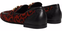 Red Leopard Print Pony Hair Dress Loafers Shoes 4