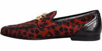 Red Leopard Print Pony Hair Dress Loafers Shoes 5