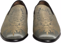 Gold Floral Jacquard Slip On Loafers Shoes 1