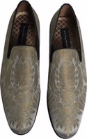 Gold Floral Jacquard Slip On Loafers Shoes 2