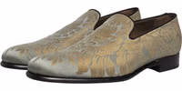 Gold Floral Jacquard Slip On Loafers Shoes 3