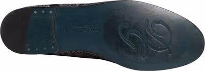 Silver Jacquard Leather Slip On Loafers Shoes