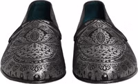 Silver Jacquard Leather Slip On Loafers Shoes 2