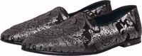 Silver Jacquard Leather Slip On Loafers Shoes 4