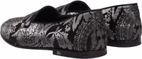 Silver Jacquard Leather Slip On Loafers Shoes 5