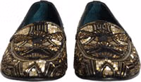 Black Gold Embellished Slip On Loafers Shoes 2