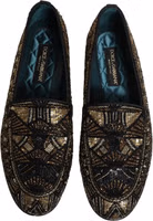 Black Gold Embellished Slip On Loafers Shoes 3