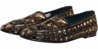 Black Gold Embellished Slip On Loafers Shoes 4