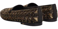 Black Gold Embellished Slip On Loafers Shoes 5
