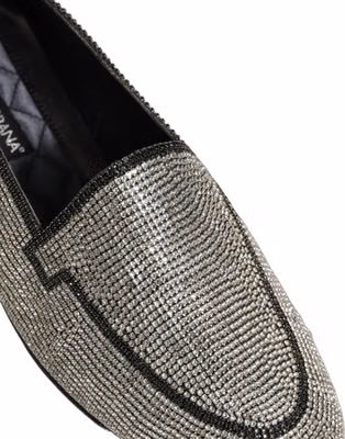 Silver Crystal Embellished Men Loafers Shoes