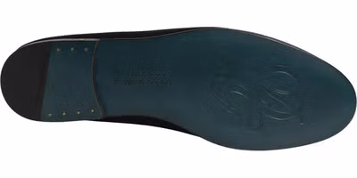 Black Satin Logo Slip On Flats Loafers Shoes