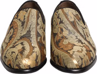Gold Brocade Slip On Men Dress Loafers Shoes 2
