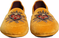 Yellow Velvet DG Heart Loafers Flats Shoes 3