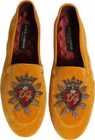 Yellow Velvet DG Heart Loafers Flats Shoes 4