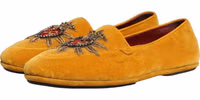 Yellow Velvet DG Heart Loafers Flats Shoes 5