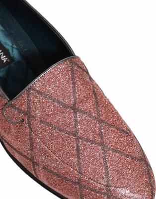 Pink Check Glitter Lurex Logo Loafers Shoes