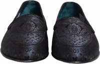 Blue Jacquard Leather Slip On Loafers Shoes 2