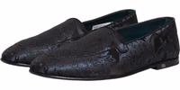Blue Jacquard Leather Slip On Loafers Shoes 4