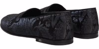 Blue Jacquard Leather Slip On Loafers Shoes 5