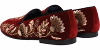Red Velvet Floral Embroidery Loafers Shoes 5