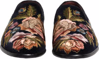 Black Velvet Floral Embroidery Loafers Shoes 2