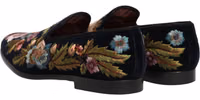 Black Velvet Floral Embroidery Loafers Shoes 5