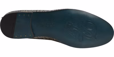 Gray Glitter Lurex DG Logo Dress Loafers Shoes