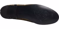 Gold Jacquard Leather Slip On Loafers Shoes 1