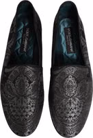 Silver Jacquard Leather Slip On Loafers Shoes 4