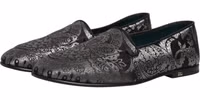 Silver Jacquard Leather Slip On Loafers Shoes 5