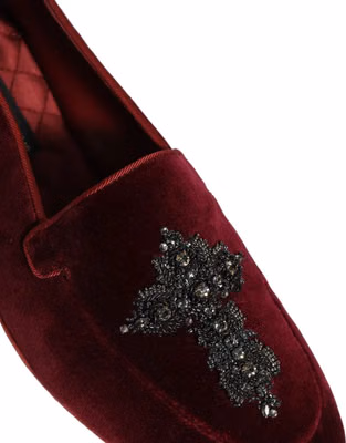 Red Suede Embellished Men Dress Loafers Shoes
