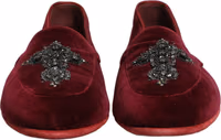 Red Suede Embellished Men Dress Loafers Shoes 2