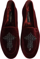 Red Suede Embellished Men Dress Loafers Shoes 3